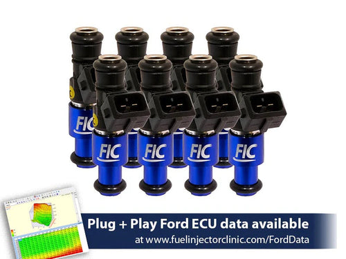 1200cc (110 lbs/hr at 43.5 PSI fuel pressure) FIC Fuel Injector Clinic Injector Set for Ford Shelby GT500 (2007-2014)(High-Z)