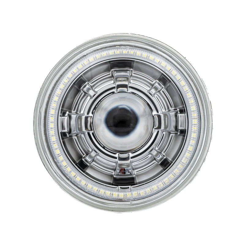 Load image into Gallery viewer, High/Low Beam Chrome 30W LED 575 with Classic Switchback Halo

