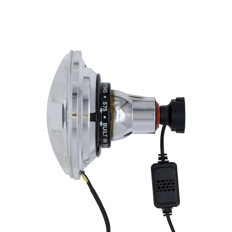 Load image into Gallery viewer, High/Low Beam Chrome 30W LED 575 with HDR Red Halo with Original Glass
