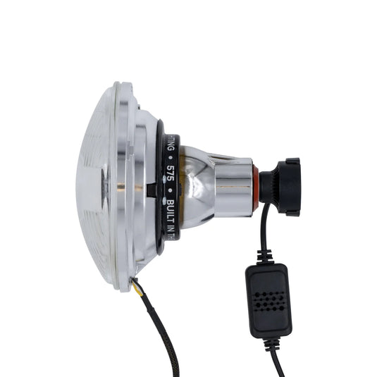 High/Low Beam Chrome 30W LED 575 with HDR Smoked Switchback Halo with Original Glass