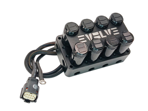 EVOLVE 4-CORNER BILLET MANIFOLD VALVE - VERSION 1 - COMBO BLACK ANODIZED FINISH