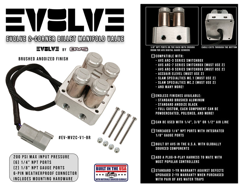Load image into Gallery viewer, EVOLVE 2-CORNER BILLET MANIFOLD VALVE - VERSION 1 - BRUSHED ANODIZED FINISH
