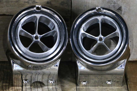 67-72 Chevy Truck Billet Aluminum 5 Vane A/C Vents with Chrome Bezel