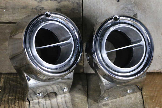 67-72 Chevy Truck Billet Aluminum Single Vane A/C Vents with Chrome Bezel