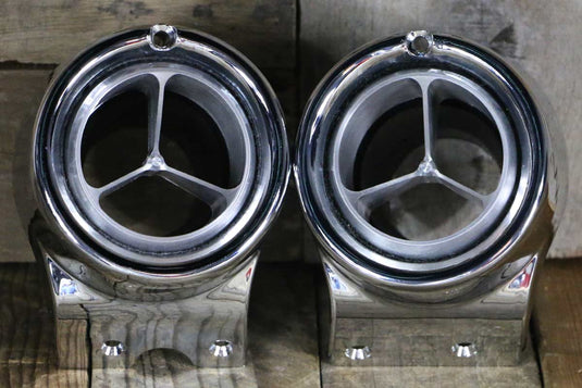 67-72 Chevy Truck Billet Aluminum Triple Vane A/C Vents with Chrome Bezel