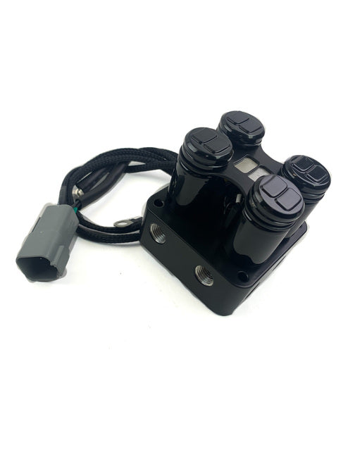 Load image into Gallery viewer, EVOLVE 2-CORNER BILLET MANIFOLD VALVE - VERSION 1 - COMBO BLACK POWDER COATED FINISH
